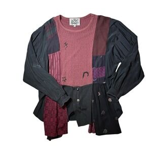 DONNA JESSICA Art-Wear Unusual Lagenlook‎ Funky Shirt Dress Patchwork Whimsygoth